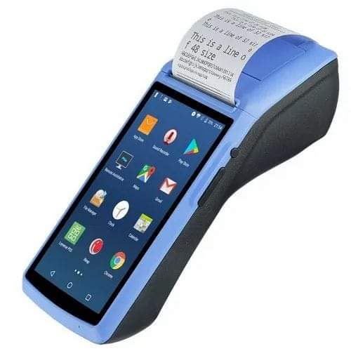 IloByte Pro running on a handheld Android POS terminal with a built-in receipt printer